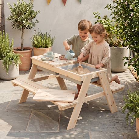 Table sable et eau en bois massif – pique-nique pour 4 enfants Bois naturel 1 - vertbaudet enfant 
