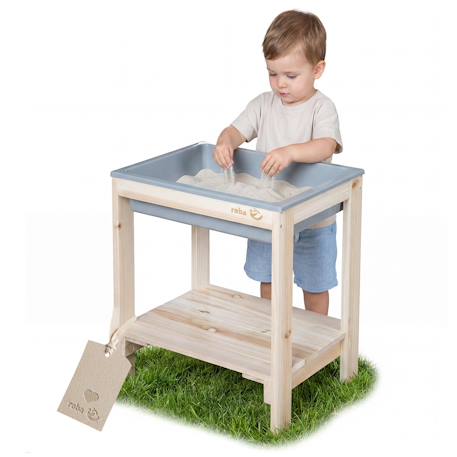 Table sable et eau minimaliste en bois massif Bois naturel+Gris+Teck 2 - vertbaudet enfant 
