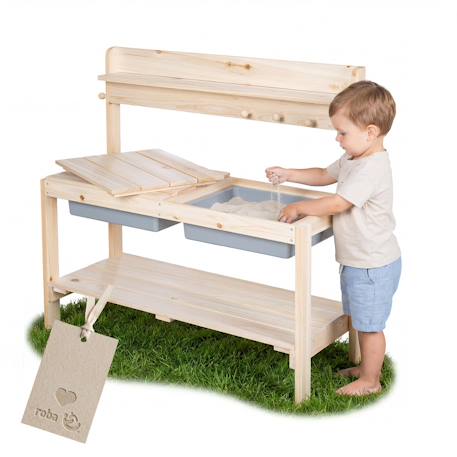 Cuisine extérieure pour enfants en bois massif Bois naturel+Gris+Teck 2 - vertbaudet enfant 
