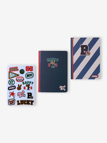 Lot de 2 cahiers et stickers papier marine+rose pâle 1 - vertbaudet enfant 