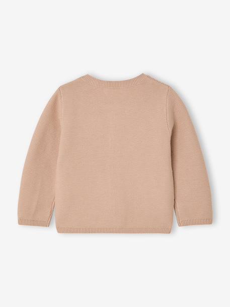 Cardigan broderie dorée coeur bébé beige+vieux rose 2 - vertbaudet enfant 