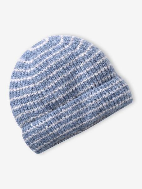 Ensemble bébé garçon bonnet, snood et moufles bleu océan+taupe 2 - vertbaudet enfant 
