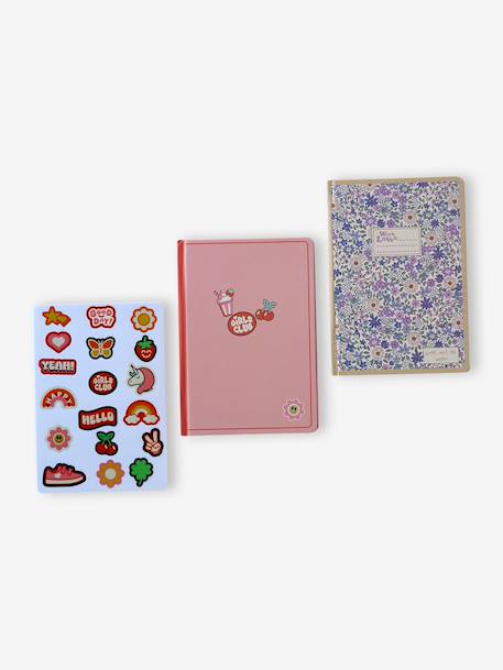 Lot de 2 cahiers et stickers papier marine+rose pâle 4 - vertbaudet enfant 
