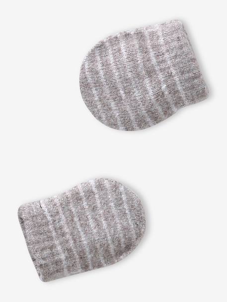 Ensemble bébé garçon bonnet, snood et moufles bleu océan+taupe 9 - vertbaudet enfant 