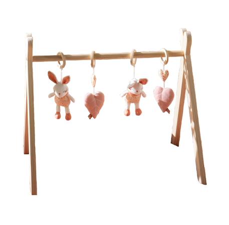 Arche d'éveil bois avec 4 jouets Beige/bleu+Beige/jaune+Beige/rose+Bleu+Ecru/caramel+Jaune+Jaune/vert+Marron+Rose 26 - vertbaudet enfant 