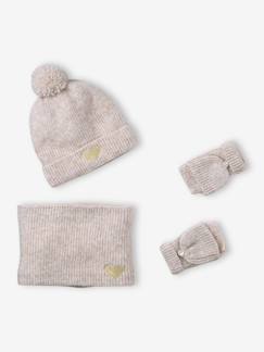 Ensemble fille bonnet, snood, moufles/mitaines avec badge coeur  - vertbaudet enfant
