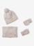 Ensemble fille bonnet, snood, moufles/mitaines avec badge coeur écru+marine+rose poudré 1 - vertbaudet enfant 