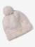 Ensemble fille bonnet, snood, moufles/mitaines avec badge coeur écru+marine+rose poudré 2 - vertbaudet enfant 