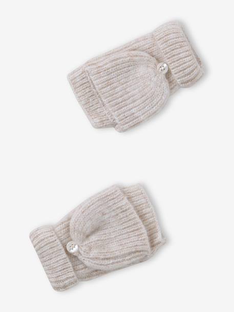 Ensemble fille bonnet, snood, moufles/mitaines avec badge coeur écru+marine+rose poudré 5 - vertbaudet enfant 