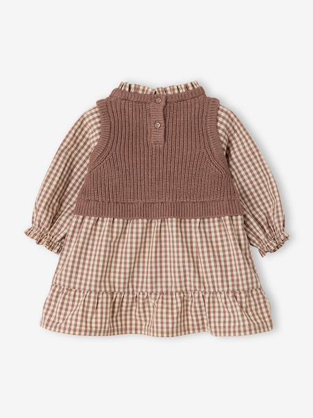Robe 2 en 1 bébé fille manches longues chocolat 2 - vertbaudet enfant 
