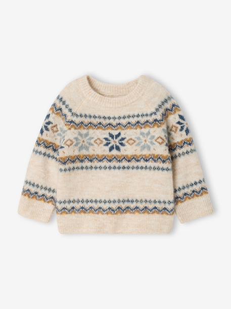 Pull bébé garçon manches longues beige chiné 1 - vertbaudet enfant 