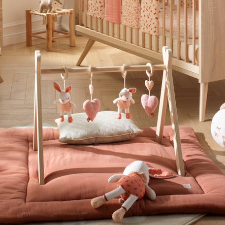 Arche d'éveil bois avec 4 jouets Beige/bleu+Beige/jaune+Beige/rose+Bleu+Ecru/caramel+Jaune+Jaune/vert+Marron+Rose 25 - vertbaudet enfant 