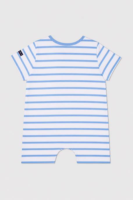 Combinaison rayée bébé - coton léger Blanc/placid blue 2 - vertbaudet enfant 