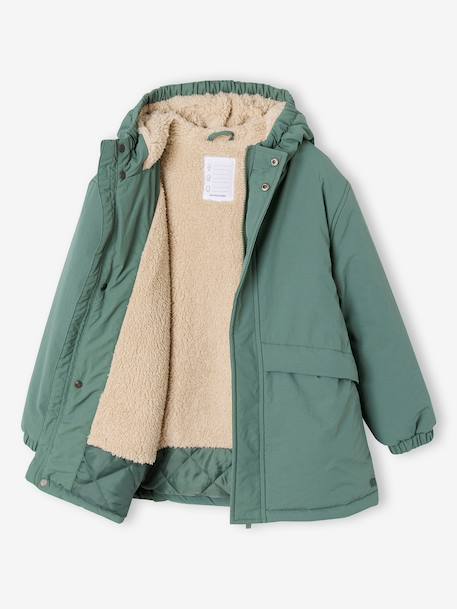 Parka garçon à capuche doublure sherpa Anthracite+kaki+vert sauge 17 - vertbaudet enfant 