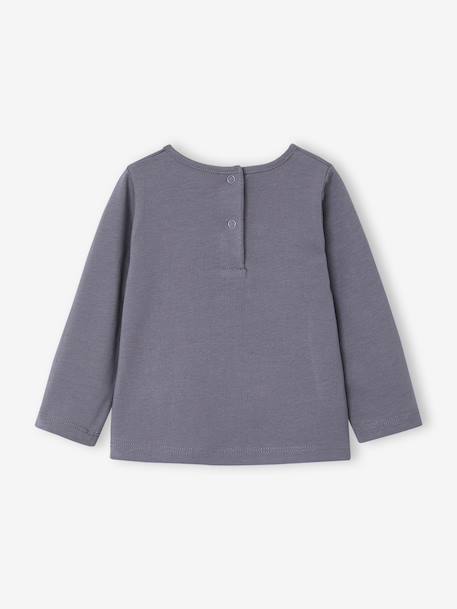 T-shirt manches longues bébé fille bleu grisé+rose pâle 4 - vertbaudet enfant 