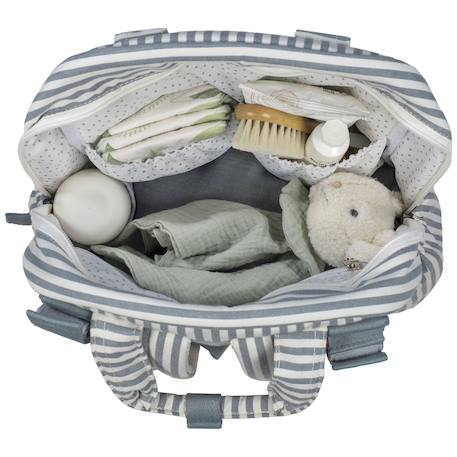 Sac à dos à langer praliné rayures moka Marron+Vert 10 - vertbaudet enfant 