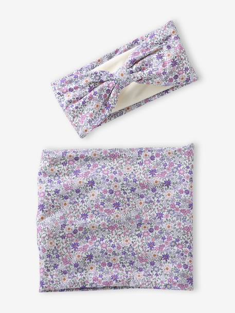 Ensemble fille bandeau et snood jersey lilas poudré 1 - vertbaudet enfant 