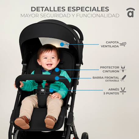 Poussette voyage légère trolley cabine Kubic 2 Noir+Vert et noir 5 - vertbaudet enfant 