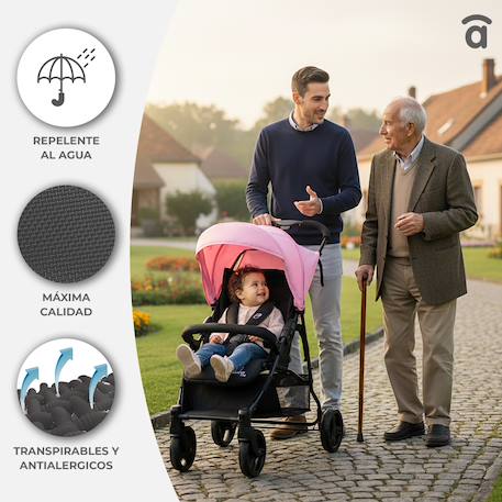 Poussette cadix Huile+Noir+Rose 4 - vertbaudet enfant 