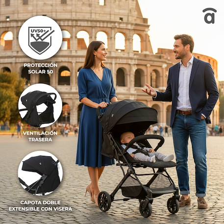 Poussette voyage légère trolley cabine Kubic 2 Noir+Vert et noir 3 - vertbaudet enfant 