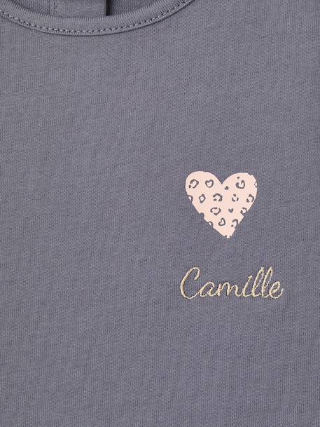 T-shirt manches longues bébé fille bleu grisé+rose pâle 2 - vertbaudet enfant 