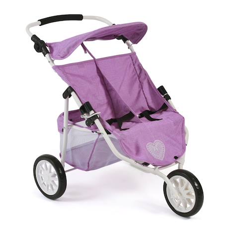 Poussette jogger 3 roues pour poupons jumelles Multicolore+Rose+Rose clair+Violet 11 - vertbaudet enfant 