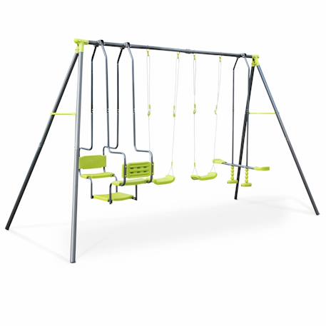 Balançoire 4 agrès meltemi, portique 6 places, station de jeux extérieure, balancoire enfants Vert 2 - vertbaudet enfant 