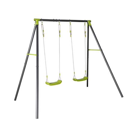 Portique balançoire double en métal, 2 places, noir et vert, acier, l 217 x p 153 x h 195 cm Noir et vert 2 - vertbaudet enfant 