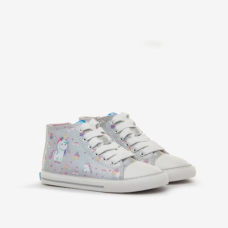 Sneakers filles synthétique fermeture éclair barefoot Grey+White 4 - vertbaudet enfant 