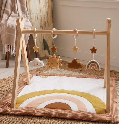 Arche d'éveil bois avec 4 jouets Beige/bleu+Beige/jaune+Beige/rose+Bleu+Ecru/caramel+Jaune+Jaune/vert+Marron+Rose 16 - vertbaudet enfant 