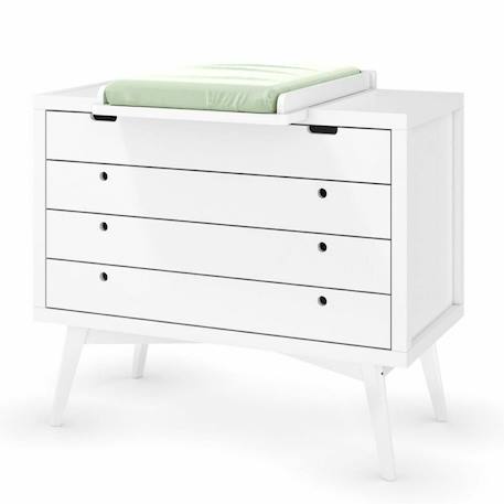 Commode à langer 4 tiroirs bois massif marley Blanc+Bois naturel 2 - vertbaudet enfant 