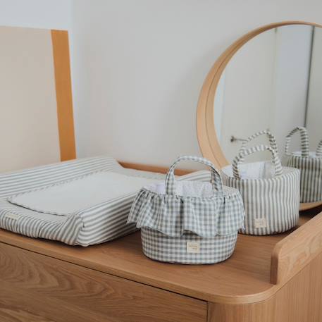 Panier de rangement praliné rayures moka Marron+Vert 5 - vertbaudet enfant 
