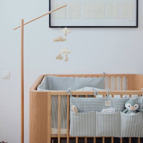 Organisateur de lit praliné vichy rayures moka Marron+Vert 9 - vertbaudet enfant 