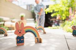 Jouet-Jeux de plein air-Set de croquet arc-en-ciel en bois fsc - jeu extérieur pour enfant