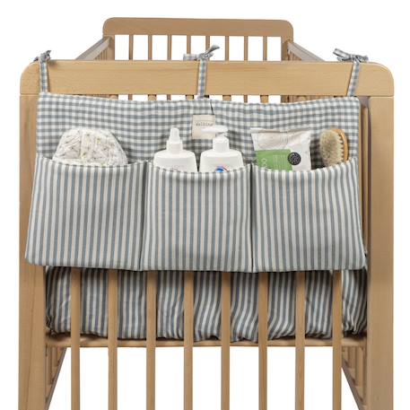 Organisateur de lit praliné vichy rayures moka Marron+Vert 5 - vertbaudet enfant 