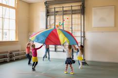 -Jeu de coopération parachute pour enfant - 12 poignées - jeu apprentissage