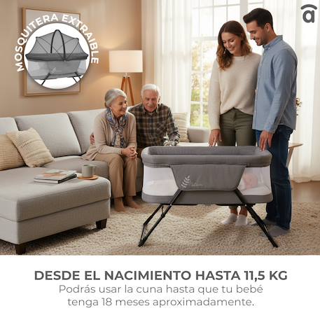 Mini berceau pliant trip natura Gris 6 - vertbaudet enfant 