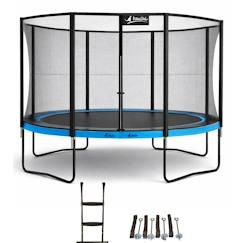 Jouet-Jeux de plein air-Trampoline ø 430cm + filet de sécurité + échelle + kit ancrage - punchi 430 bleu