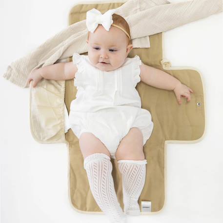 Matelas à langer portable Beige+Rose+Vert 1 - vertbaudet enfant 
