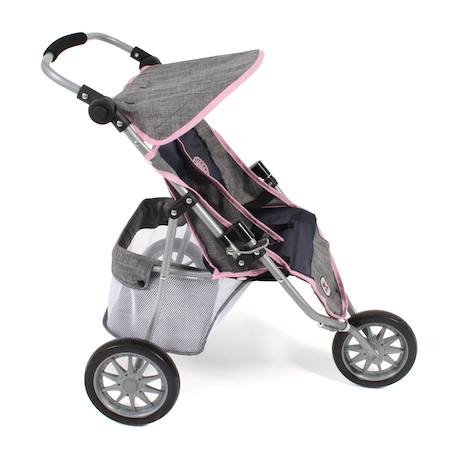 Poussette jogger 3 roues pour poupées jumelles Gris et rose 1 - vertbaudet enfant 