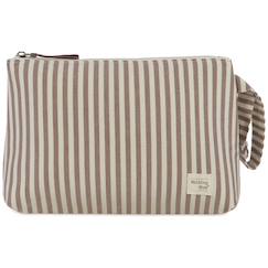 -Trousse de toilette praliné rayures moka