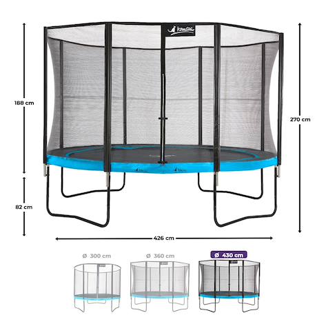 Trampoline ø 430cm + filet de sécurité + échelle + kit ancrage - punchi 430 bleu Bleu 3 - vertbaudet enfant 