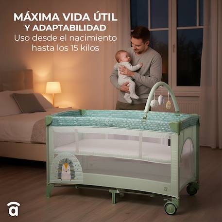 Lit de voyage double hauteur Complet Duo Hérisson vert+Hibou Beige+Petit chien gris 17 - vertbaudet enfant 