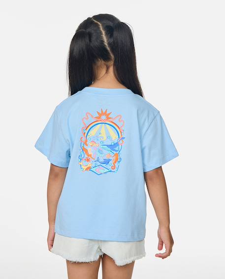 T-shirt surf magic art fille Bleu ciel+Washed black 2 - vertbaudet enfant 