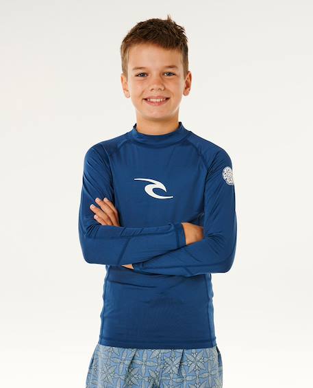 T-shirt anti-uv waves upf manches longues enfant Bleu marine clair+Vitamine c 6 - vertbaudet enfant 