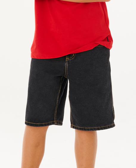 Short en jean hyped up 20' enfant Bleu délavé+Noir délavé 10 - vertbaudet enfant 