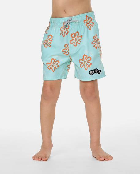 Short de bain boardshort volley ride the wave  enfant Aqua clair+Denim délavé 1 - vertbaudet enfant 