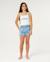 Short chambray floral fille Bleu délavé 4 - vertbaudet enfant 