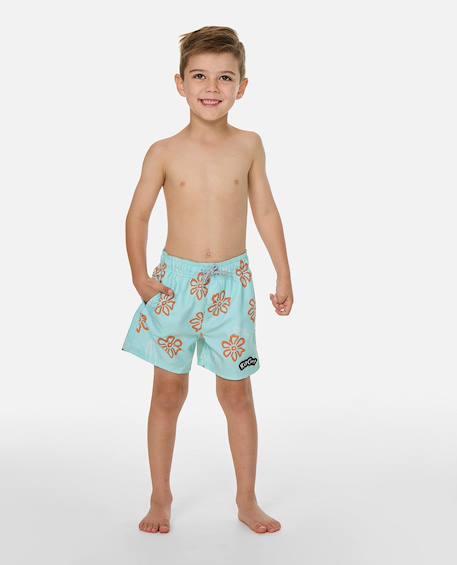 Short de bain boardshort volley ride the wave  enfant Aqua clair+Denim délavé 3 - vertbaudet enfant 