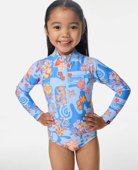 Maillot une pièce manches longues surf magic fille Bleu ciel 1 - vertbaudet enfant 